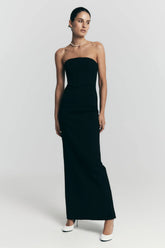 Kalila Strapless Crepe Maxi Dress Black