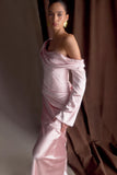 Iris Long Sleeve Satin Maxi Dress Soft Pink