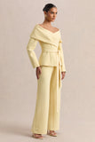 Empress Lemon Bardot Neck Tailored Top