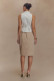 Vera Twill Split Front Midi Skirt Camel