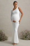 Oh Baby White Maternity One Shoulder Bodycon Maxi Dress