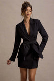 Prized Black Tailored Blazer Mini Dress With Bow