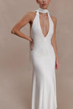 Juliet Slinky Maxi Dress With Scarf White