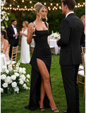 Women Formal Dresses Sleeveless Bodycon Ruched High Slit Sexy Maxi Dress Cocktail Prom