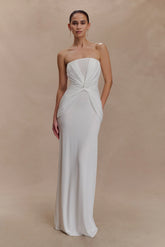 Mirren Strapless Slinky Maxi Dress White