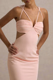Leandra Pink Strappy Cut Out Maxi Dress