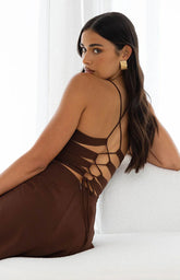 La Jolla Brown V Neck Maxi Dress
