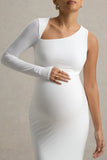 Oh Baby White Maternity One Shoulder Bodycon Maxi Dress