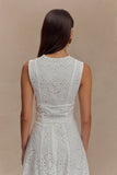 Arla Sleeveless Broderie Top White