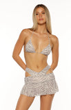 Some Nights White Zebra Print Mini Skirt