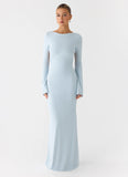 Midnight Song Long Sleeve Maxi Dress Misty Blue