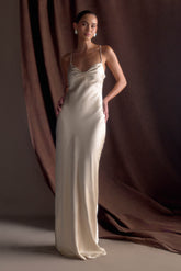 Lilly Sweetheart Satin Maxi Dress Blush Gold