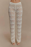 Trena Crochet Knit Pants Ivory