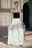 Suella Chiffon Denim Maxi Dress Indigo Blue