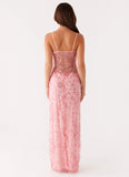 Akira Beaded Maxi Dress Pink Orange