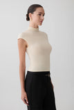 Sonny Short Sleeve Knit Top Cream