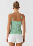Be Alright Beaded Top Turquoise