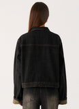 Back Again Oversized Denim Jacket Acid Charcoal