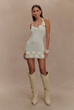Liyah Floral Hand Crochet Mini Dress Ivory