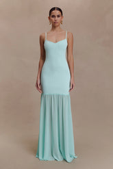 Deanne Bandage And Chiffon Knit Maxi Dress Blue