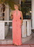 Attina Halter Maxi Dress Coral