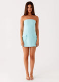 Allora Strapless Mini Dress Turquoise