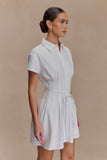 Aysha Buttoned Linen Mini Dress White