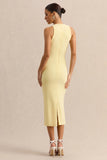 Mirana Lemon Halter Neck Midi Dress