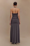Bentley Peached Jersey Halter Maxi Dress Charcoal