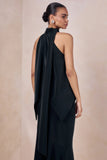 Sancelle Black Matte Satin Halter Neck Top