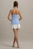 Autumn Powder Blue Bandeau Mini Dress With Pleats