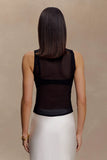 Dollie Sheer Knit Tank Top Black