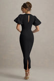 Dakota Black Puff Sleeve Midi Dress