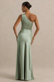 Beth Sage Asymmetric Neckline High Split Maxi Dress