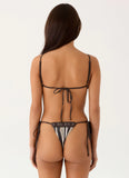 Serafia Bikini Bottoms Chocolate Olive Stripe