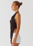 Altego Layered Backless Top Cool Chocolate
