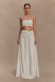 Scottie Gathered Linen Knot Maxi Skirt Oat Marle