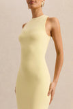 Mirana Lemon Halter Neck Midi Dress