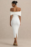 Bayshore White Bow Bardot Midi Dress