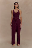 Natalya Ribbed Knit Cami Top Merlot