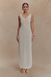 Ari Tape Yarn Knit Maxi Dress White
