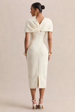 Novalie Cream V Neck Midi Dress With Twist Detail