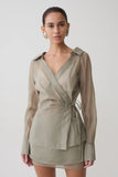 Frankie Organza Cross Over Shirt Smoke