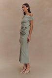 Kendra Scuba Jersey Midi Dress With Hardware Sage