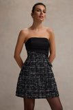 Park Avenue Black Boucle Strapless Tailored Mini Dress