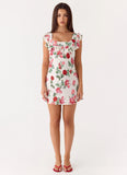 Malina Mini Dress Ivory Bloom