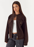 Jeremy Faux Suede Biker Jacket Dark Chocolate