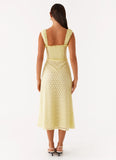 Keziah Tie Front Midi Dress Lemon