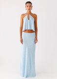 Mena Chiffon Spot Top Blue