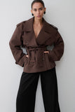Alden Short Trench Jacket Chocolate